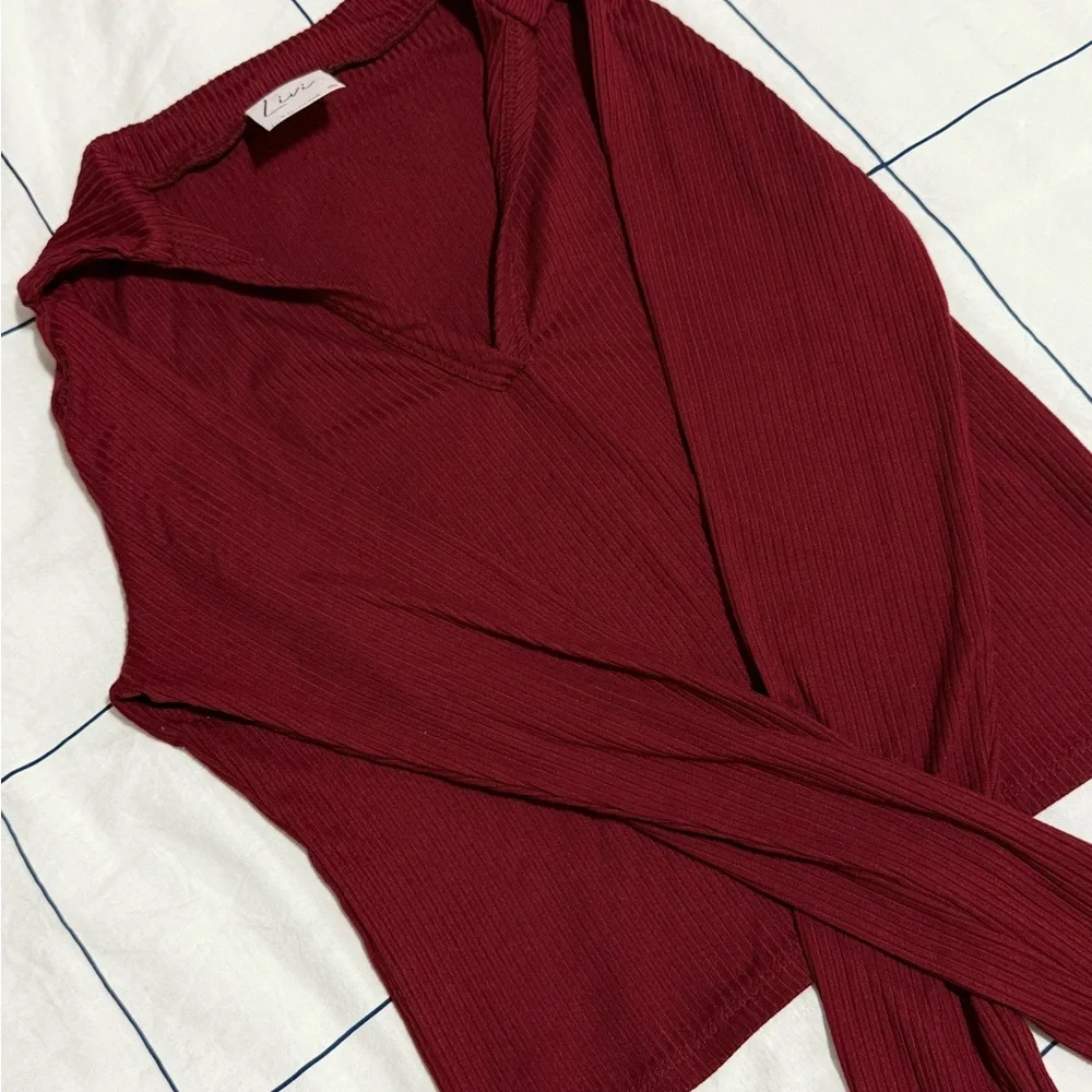 Burgundy Ribbed Top - Picture 3 of 6
